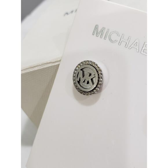NEW MICHAEL KORS SILVER TONE CRYSTAL MONOGRAM PAVE,STUD ROUND EARRINGS‎ MKJ4516 - Picture 2 of 6